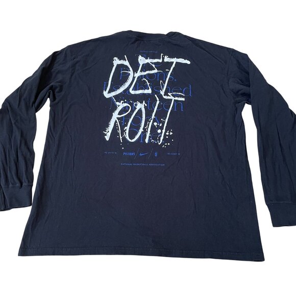 Detroit Pistons Nike T-Shirt Men's Size Large Black Retro Urban Style Graphic - Picture 5 of 5